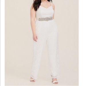 Plus White lace jumpsuit